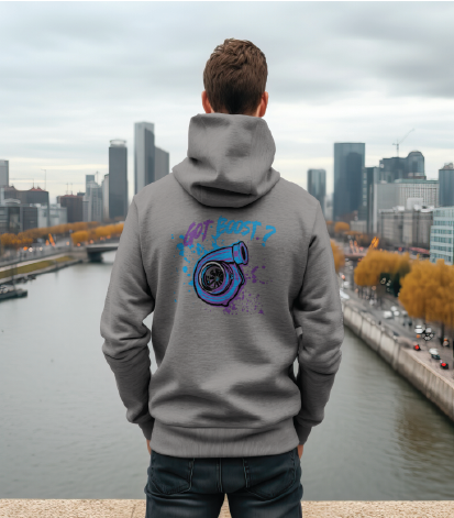 80s retro hoodie with purple and blue print