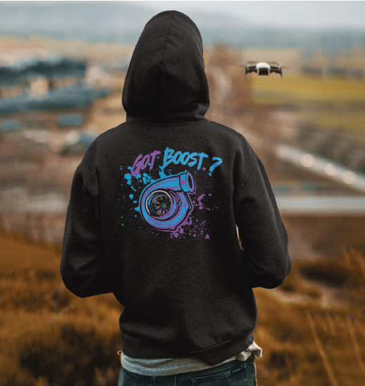 80s retro hoodie with purple and blue print