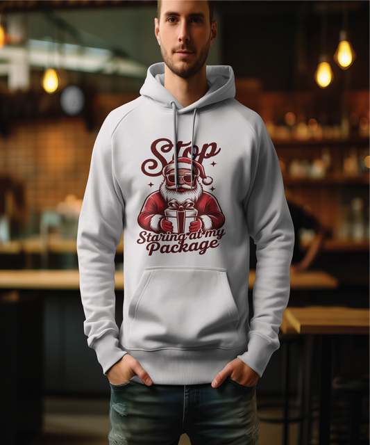 Stop starring at my package hoodie!