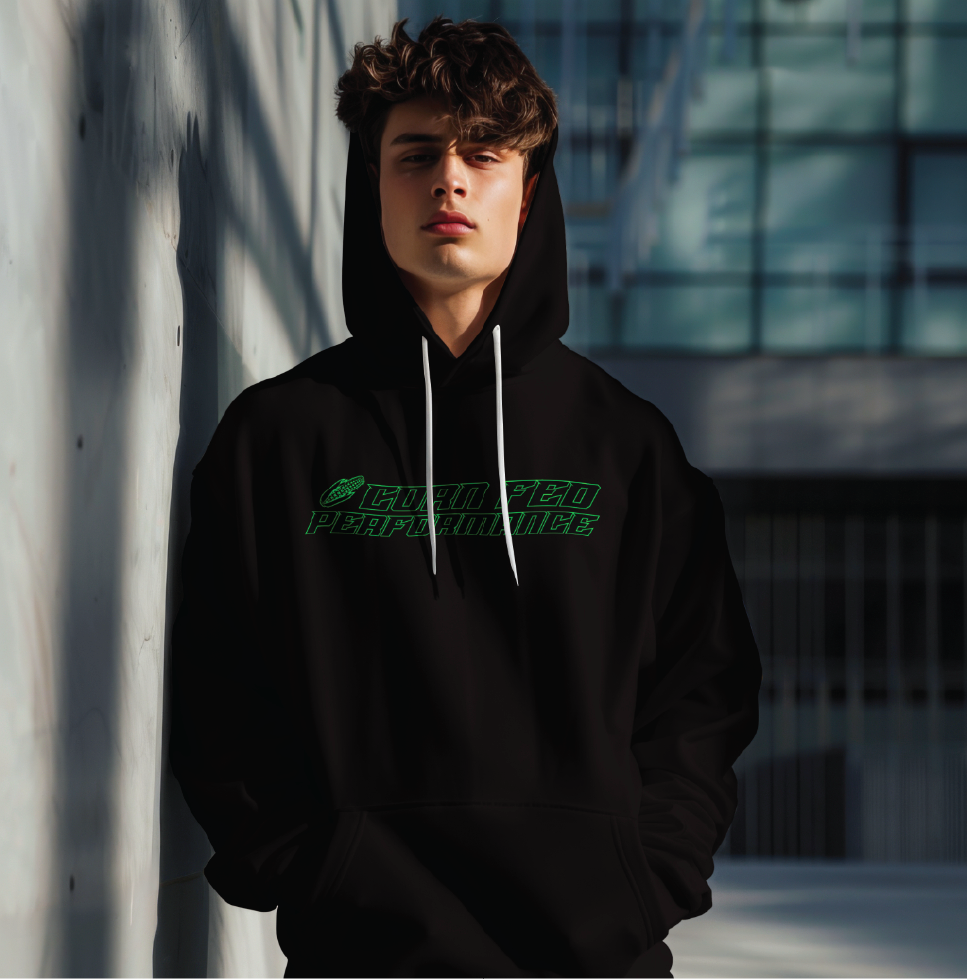Black hoodie with Poison Green CF Print