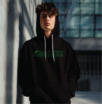 Black hoodie with Poison Green CF Print
