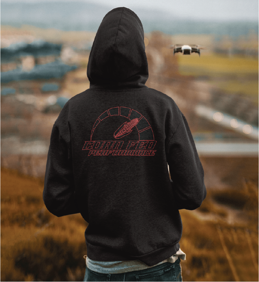 Black hoodie with Poison Green CF Print
