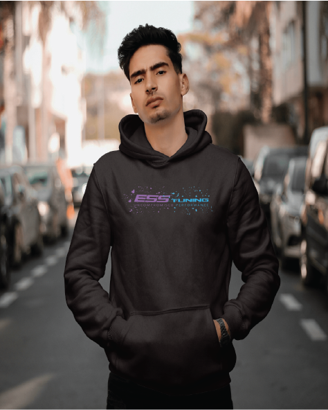 80s retro hoodie with purple and blue print