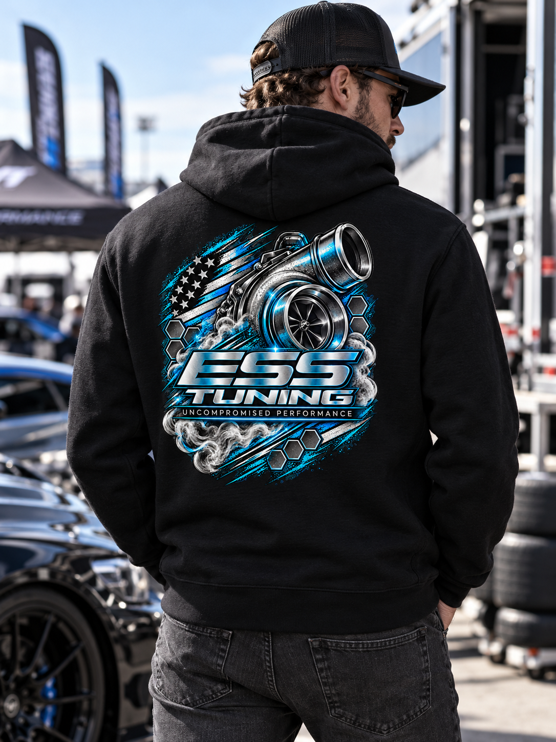 Custom Chrome colored ESS Tuning hoodie