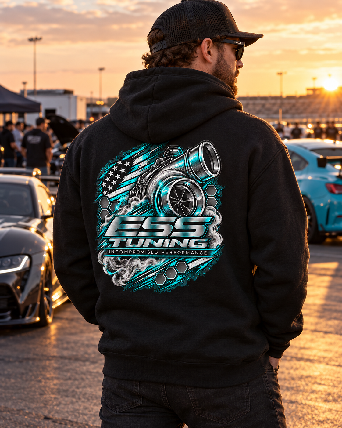 Custom Chrome colored ESS Tuning hoodie